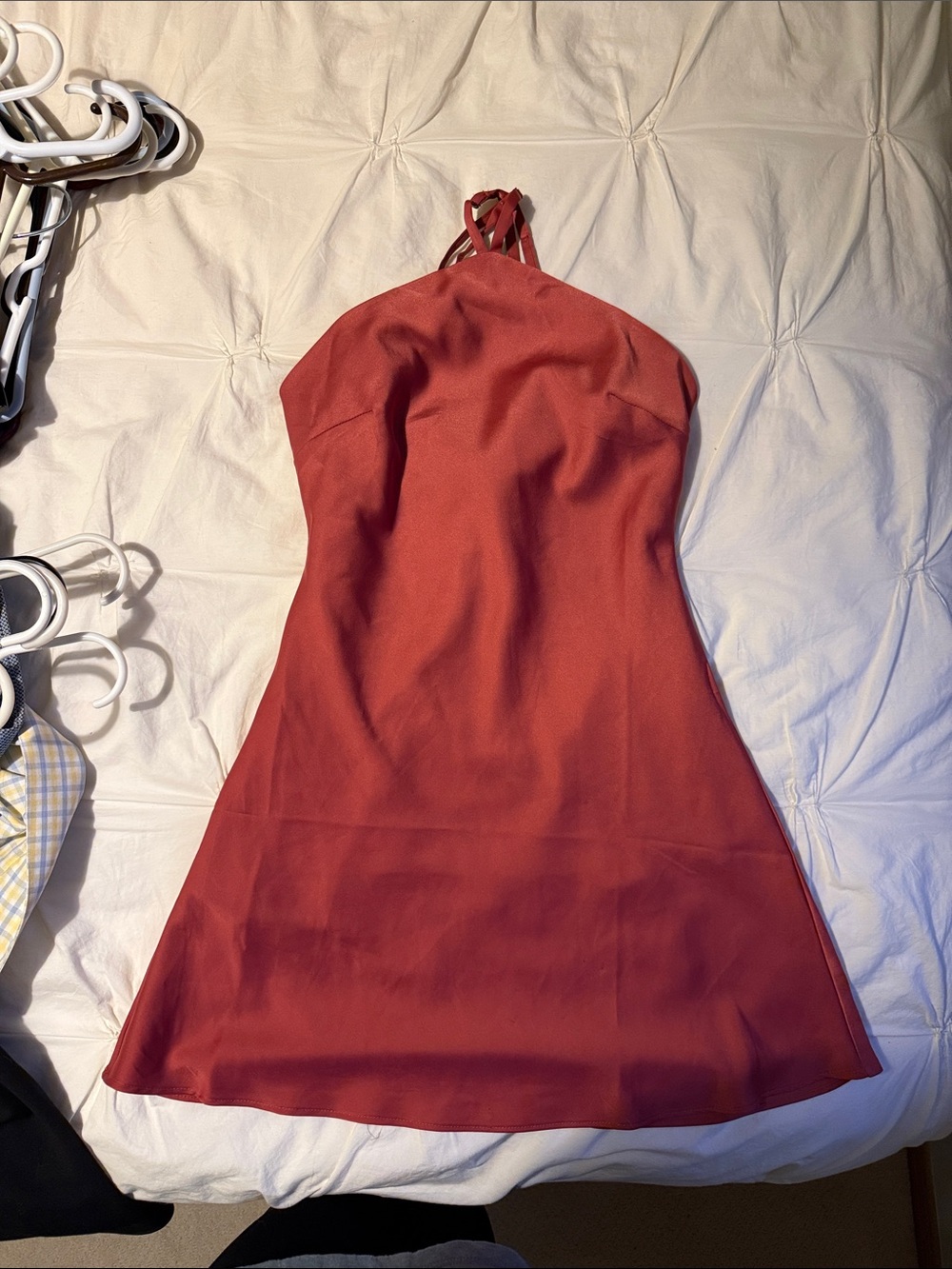 Lulu's Rust Red Halter Mini Dress